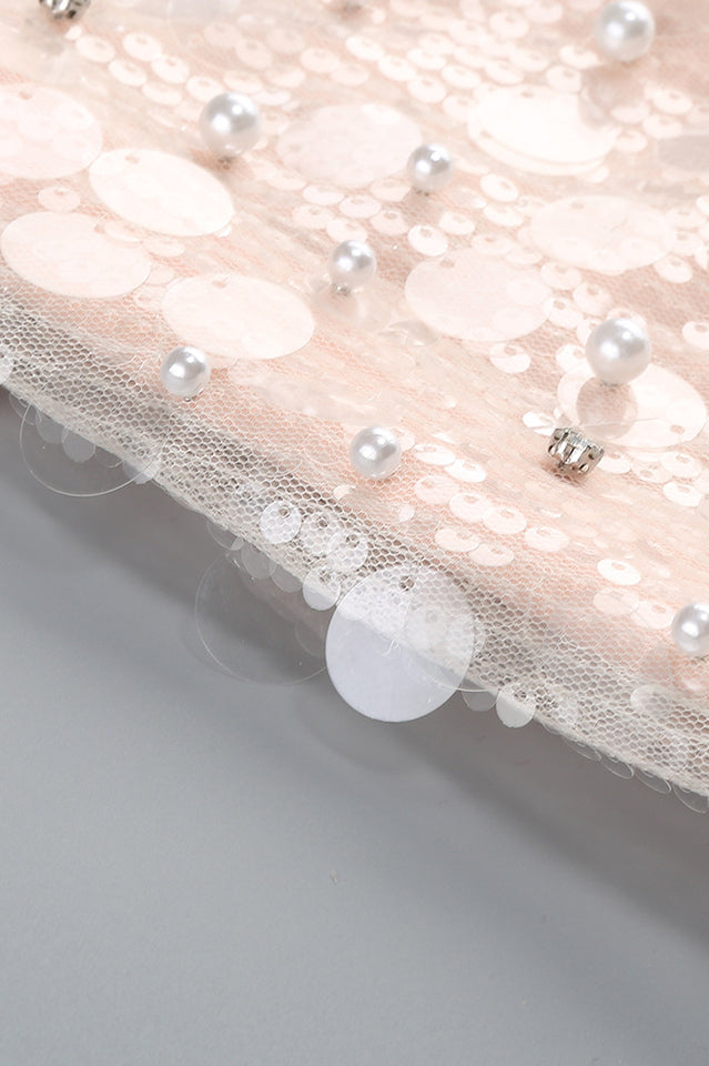 Pearl Sequin Embroidered Gown