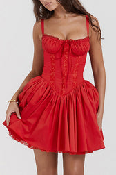 Love In Your Eyes Lace Print Skater Mini Dress - 9 Colors