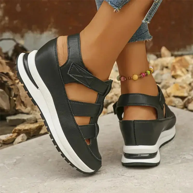 Cutout Closed Toe Platform Fisherman Sandals