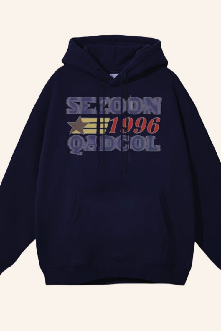 Retro Letter Print Hoodie