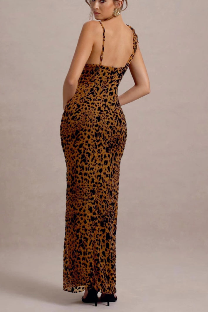 Leopard Edition Print Slip Maxi Birthday Dress