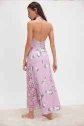 Elegant Floral Spaghetti Strap Maxi Lace Dress 14