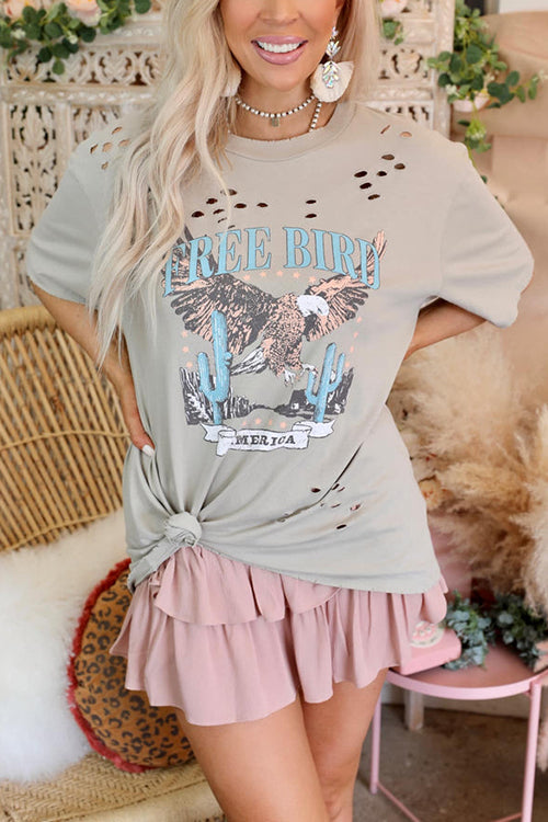 Distressed Free Bird Graphic Tee
