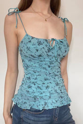 Floral Cutout Tie Cami Top