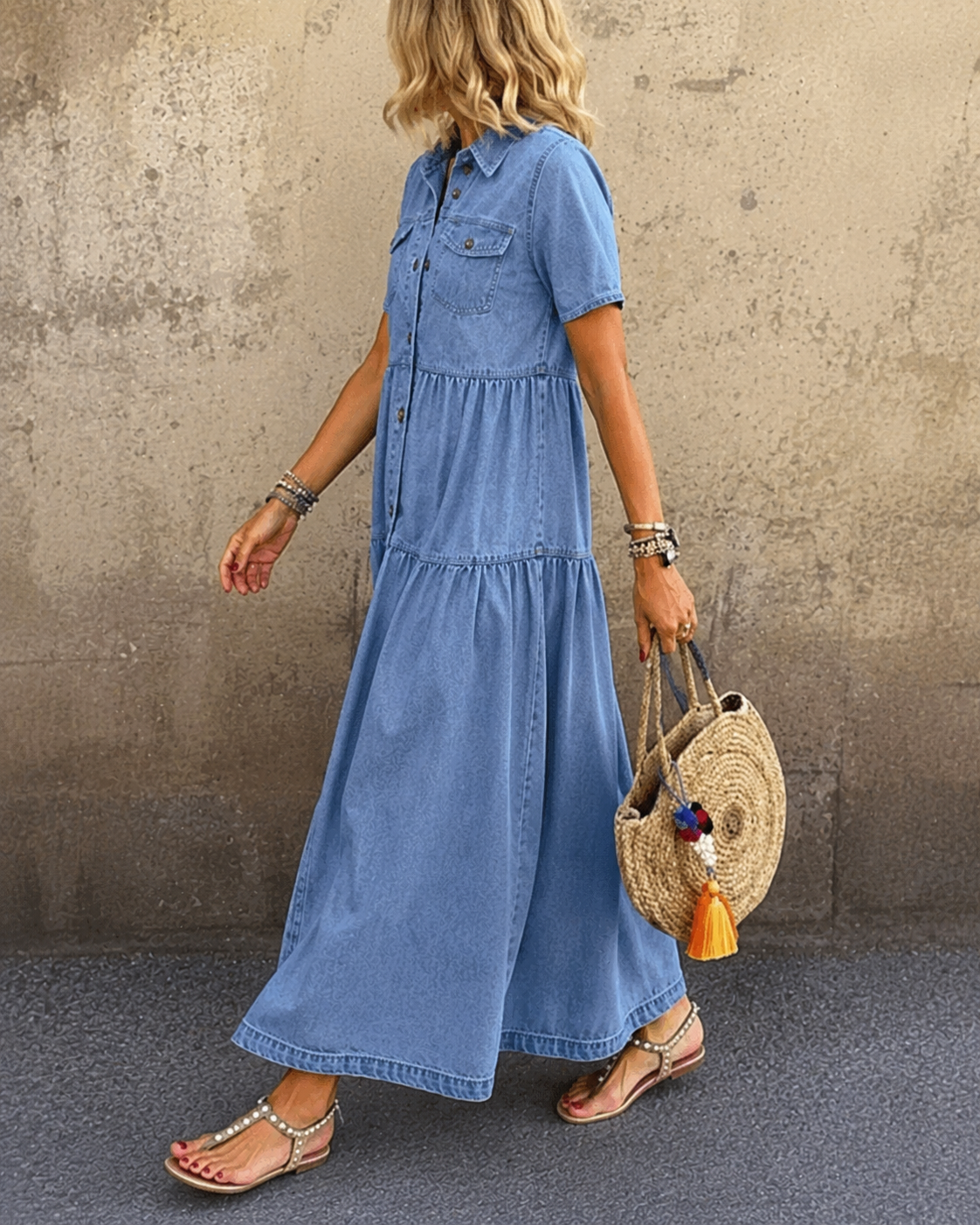 Grace | Denim Midi Dress