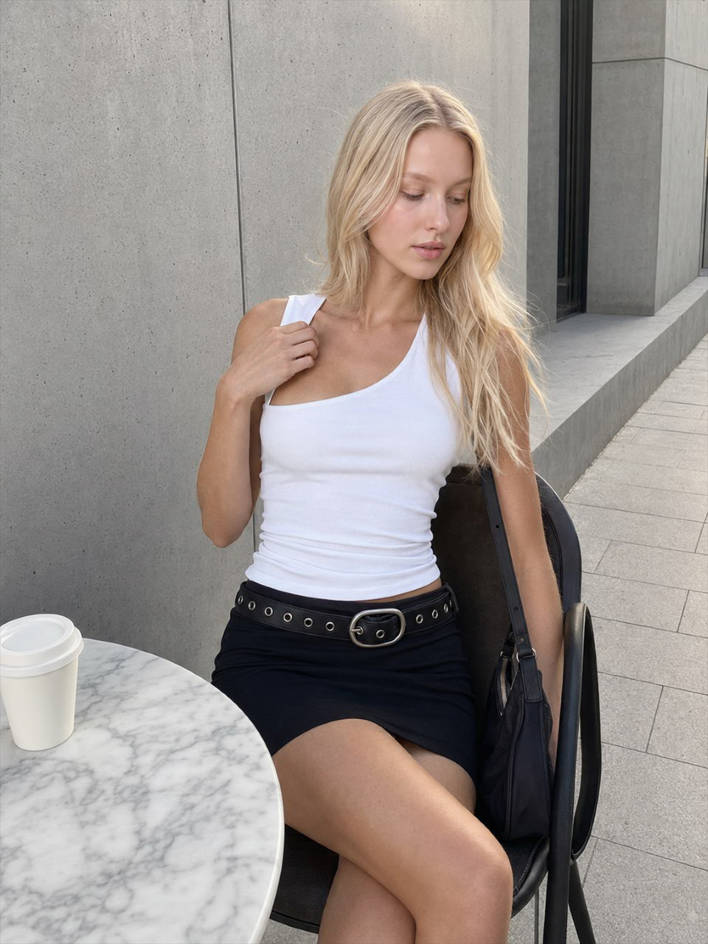 Asymmetric Neck Cut Out Tank Top