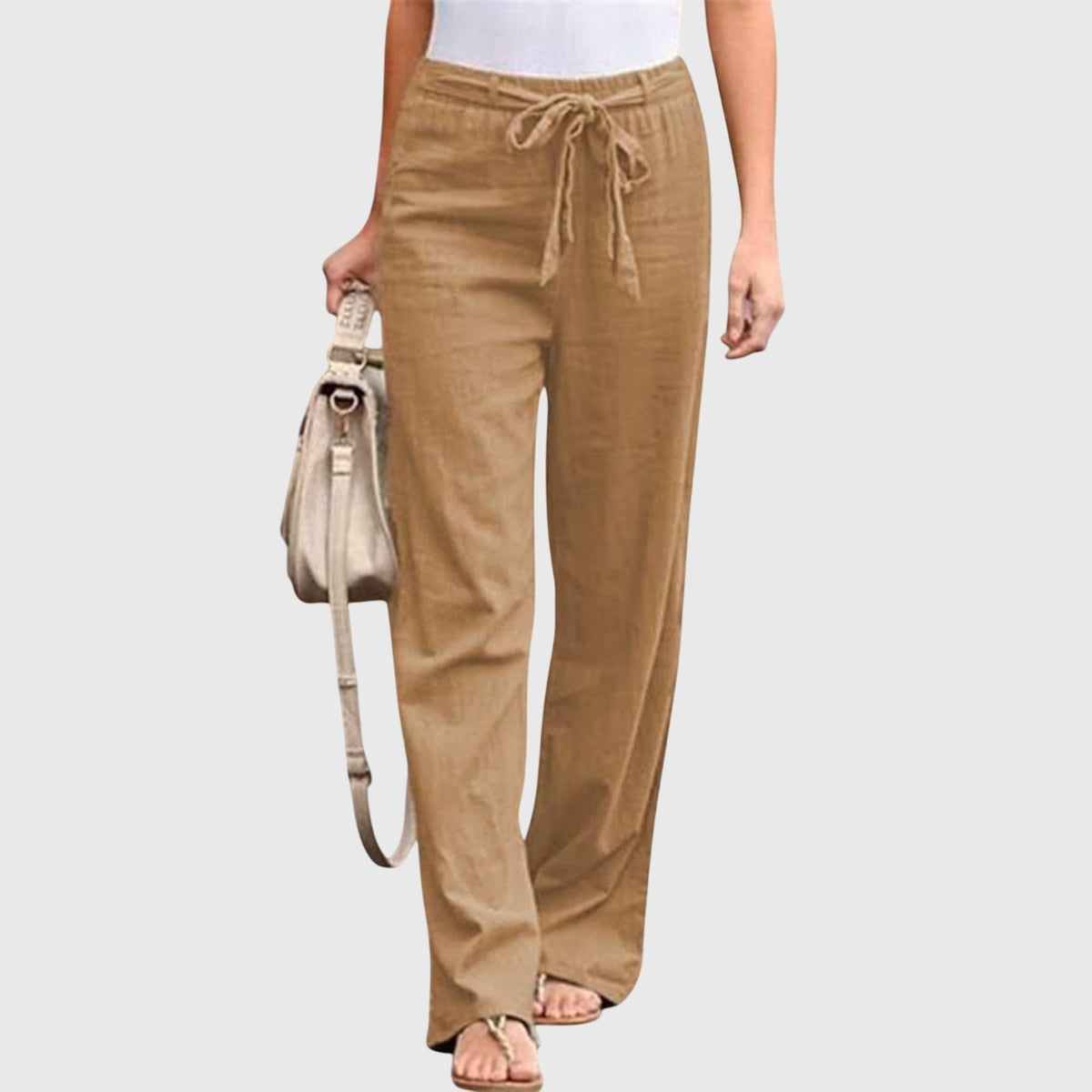 Tie Waist High Rise Wide Leg Pants
