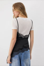 Lace Satin Fitted Cami Top