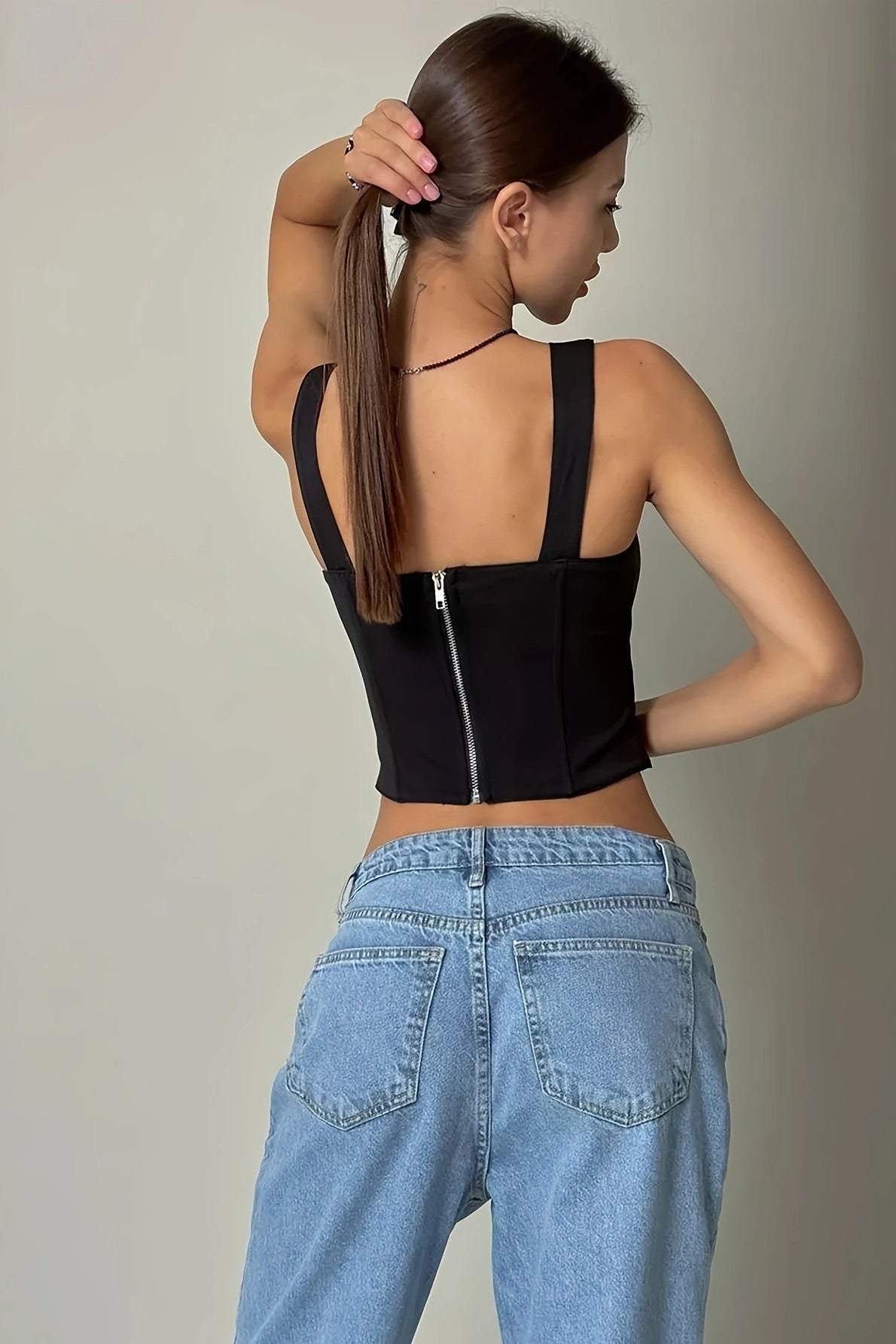 Solid Color Boned Square Neck Tank Top