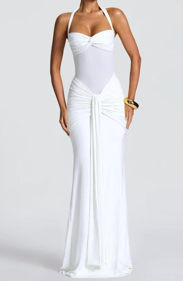 Mesh Panel Sash Maxi Dress - View 14