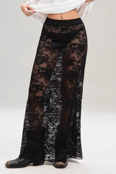 Solid Color Lace Bodycon High Waist Skirt