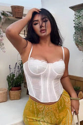 Push Up Lace Trim Sheer Cami Top
