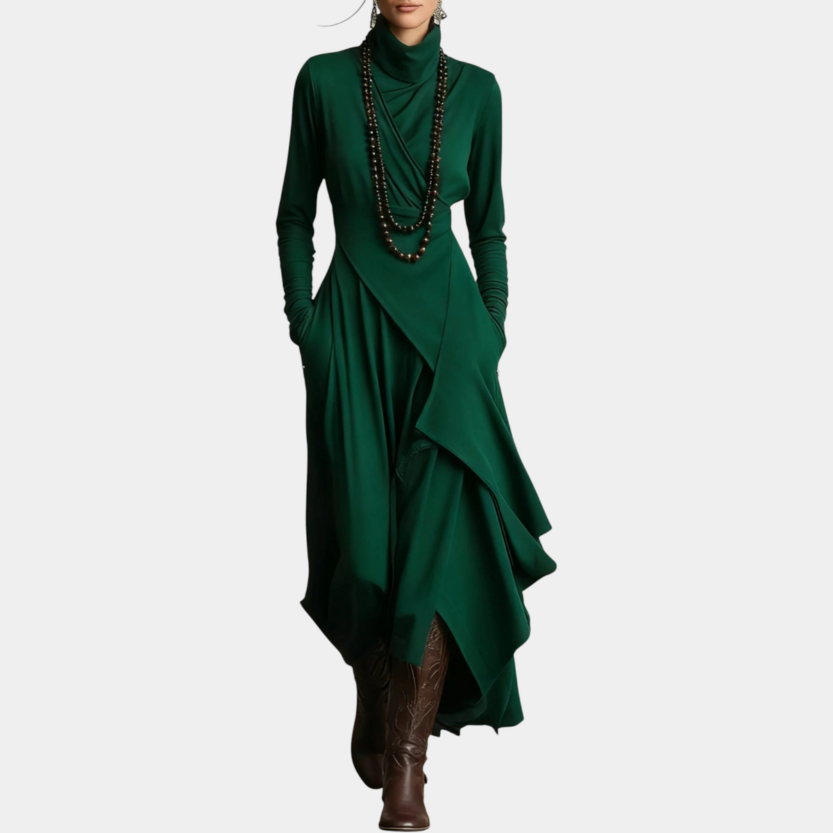 GIORGIA™ - PLEATED HIGH NECK MAXI DRESS