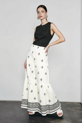 Boho Print High Waist A Line Vacation Skirt