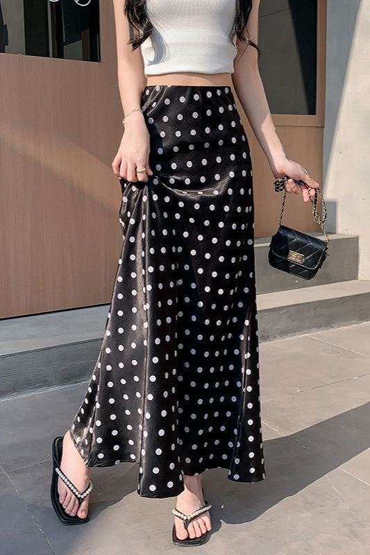High-Waist Polka Dot Fish Tail Skirt
