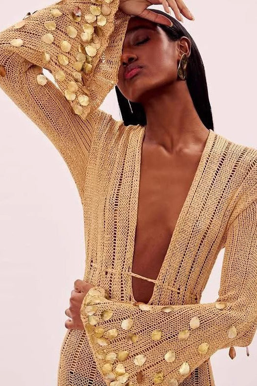 Sequined Knit Maxi Sweater Dress - View 3