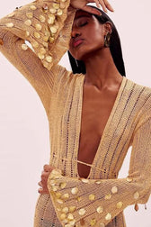 Sequined Knit Maxi Sweater Dress - View 3