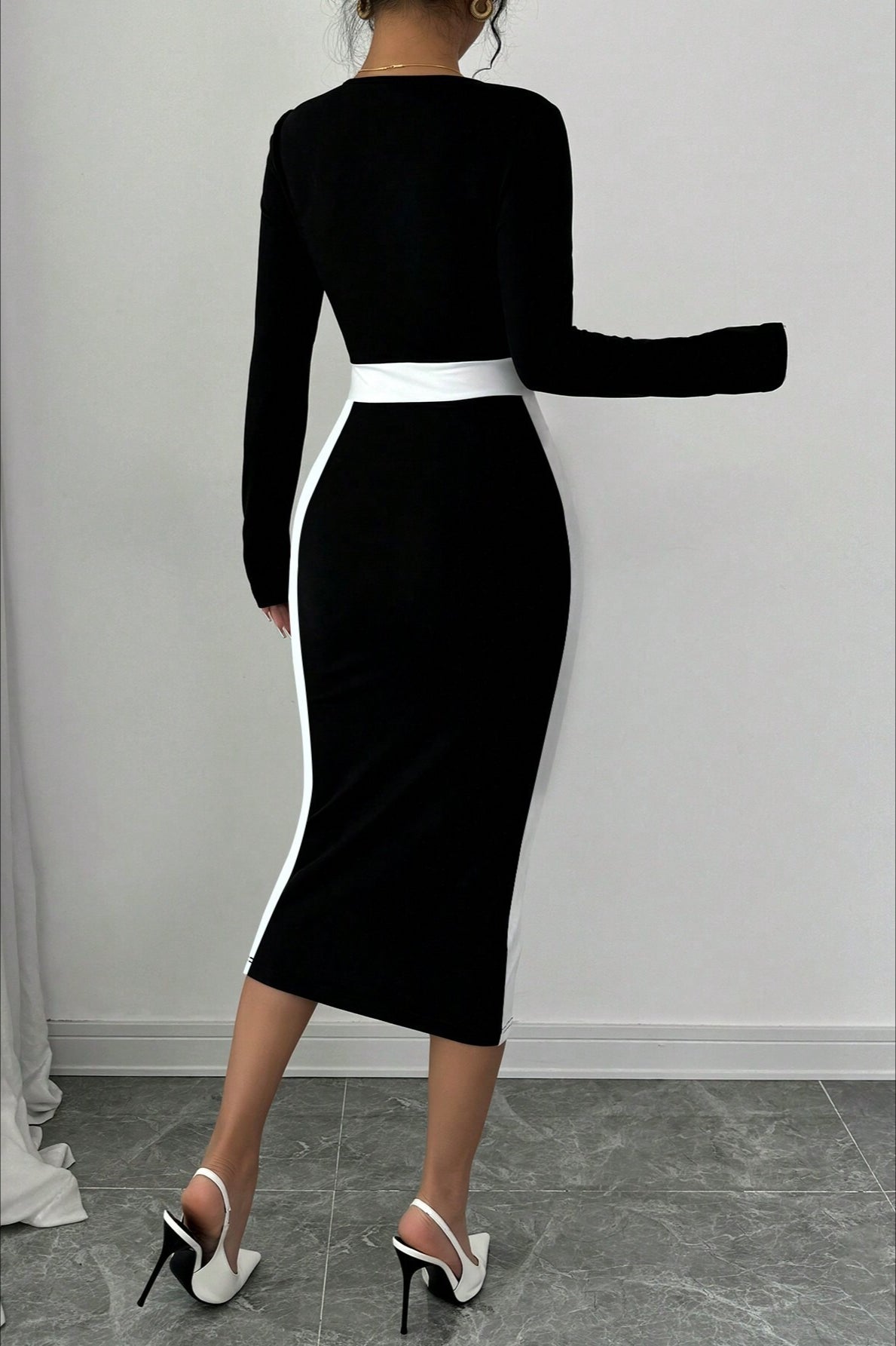 Color Block Panel Bodycon Cocktail Mini Dress