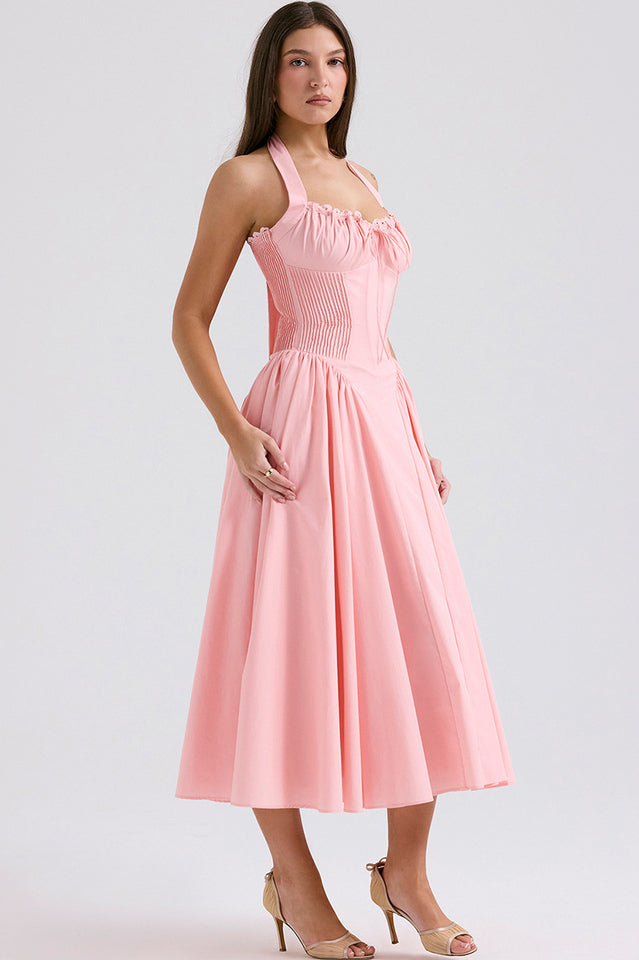 Adabella Cotton Halter Midi Sundress