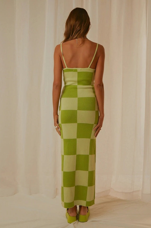 Abstract Print Knit Spaghetti Strap Bodycon Maxi Dress 18