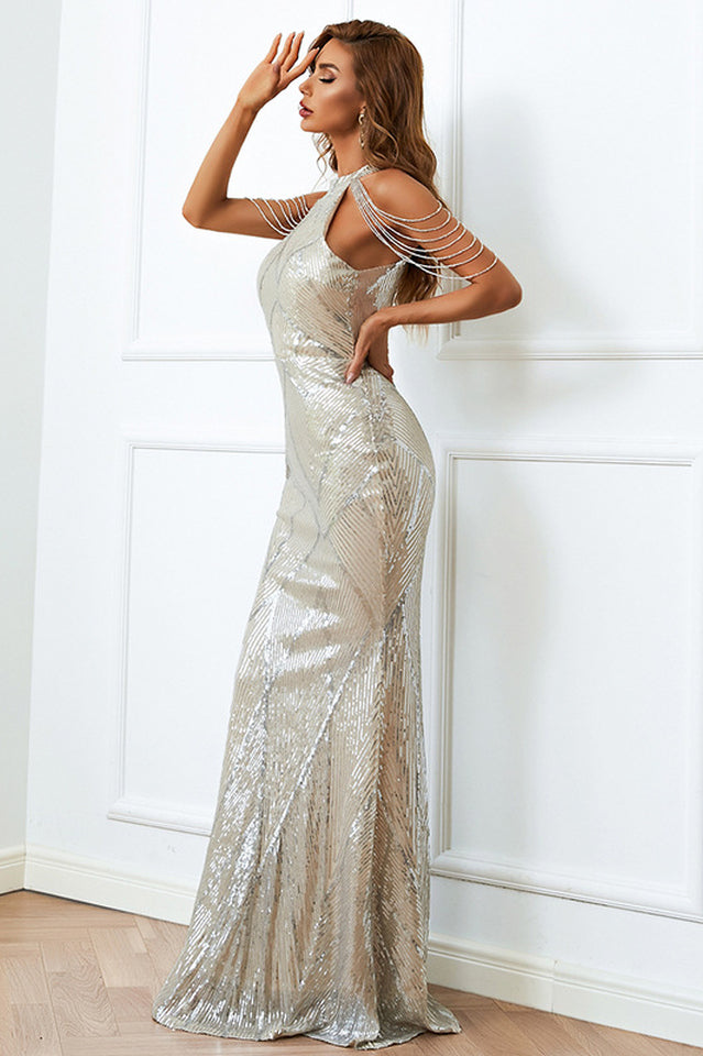 Halter-Neck Sequin Dress
