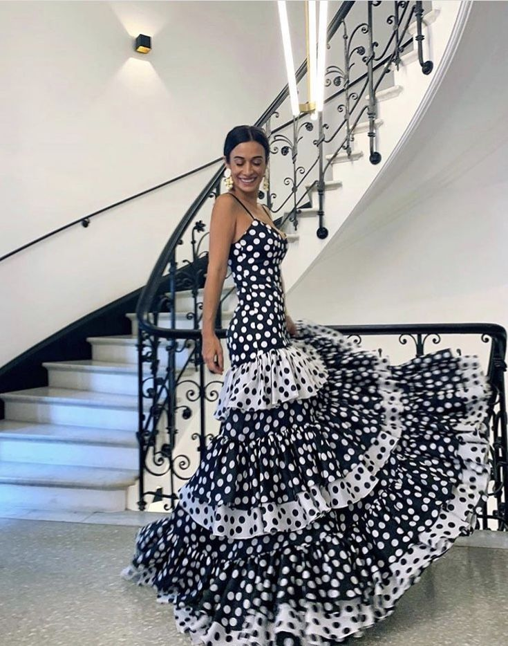 Black And White Polka Dots Long Prom Dress Birthday Dress Evening Dress