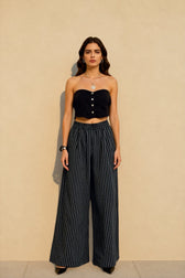 Striped High Waisted Wide Leg Straight Pants