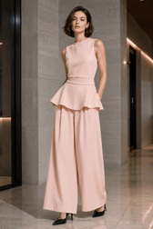 Sleeveless Minimalist Casual Two Piece Work Set