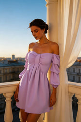 Summer Women Slash Neck Mini Dress