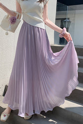 Chiffon Pleated Flowing Maxi Skirt