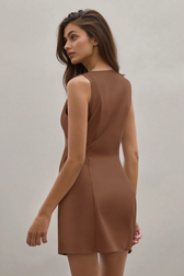 Button Slim Sleeveless Elegant Work Dress