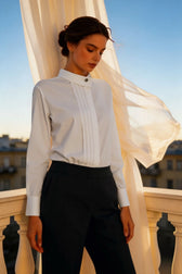 French Linen Unique Collar Blouse