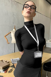 Solid Turtleneck Short Sleeve T-Shirt