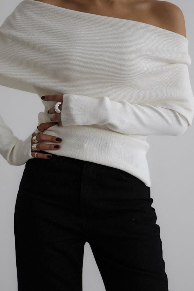 Off Shoulder Bodycon Knit Top