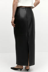 Shiny PU Leather Side Slit Pencil Skirt