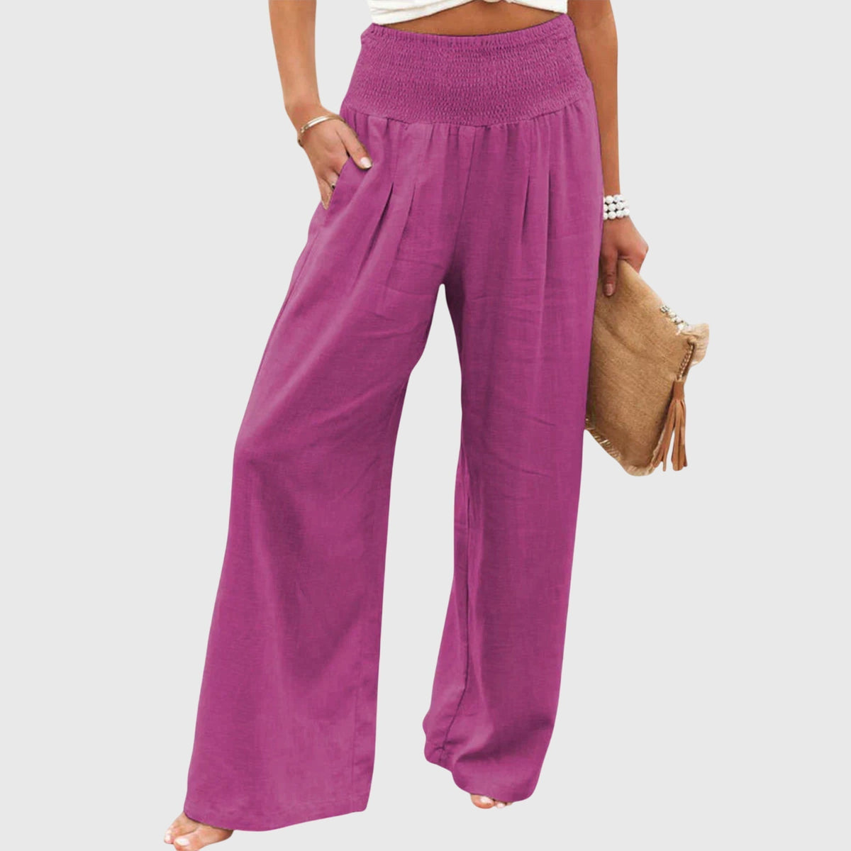 Halter Twist Front Top and Wide Leg Pants Two Piece Set