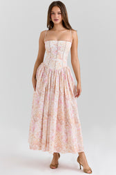 Floral Spaghetti Strap Corset Maxi Dress 14