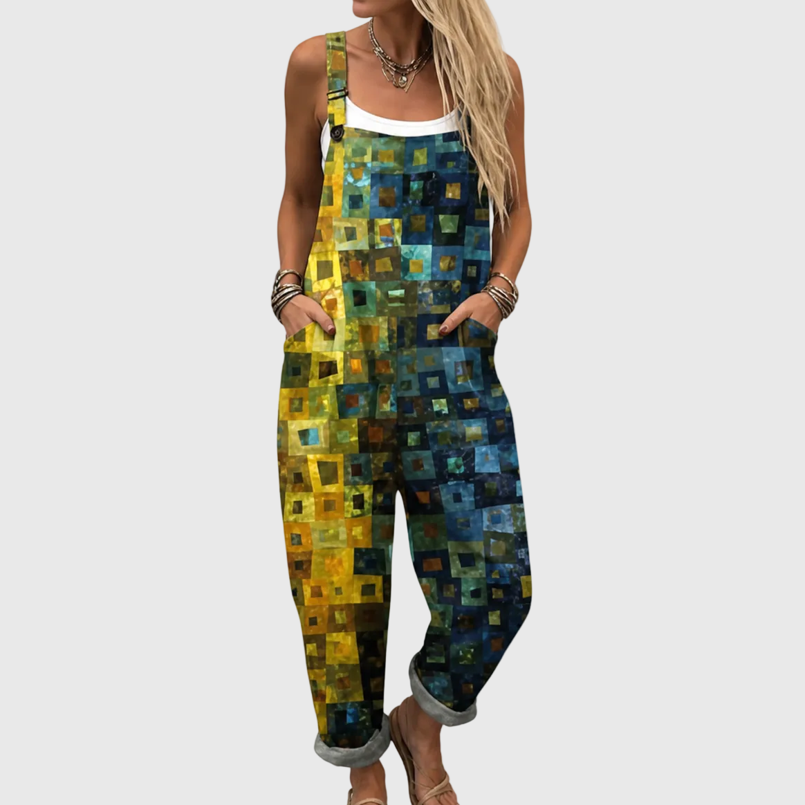 Mosaic Pattern Soft Jumpsuit