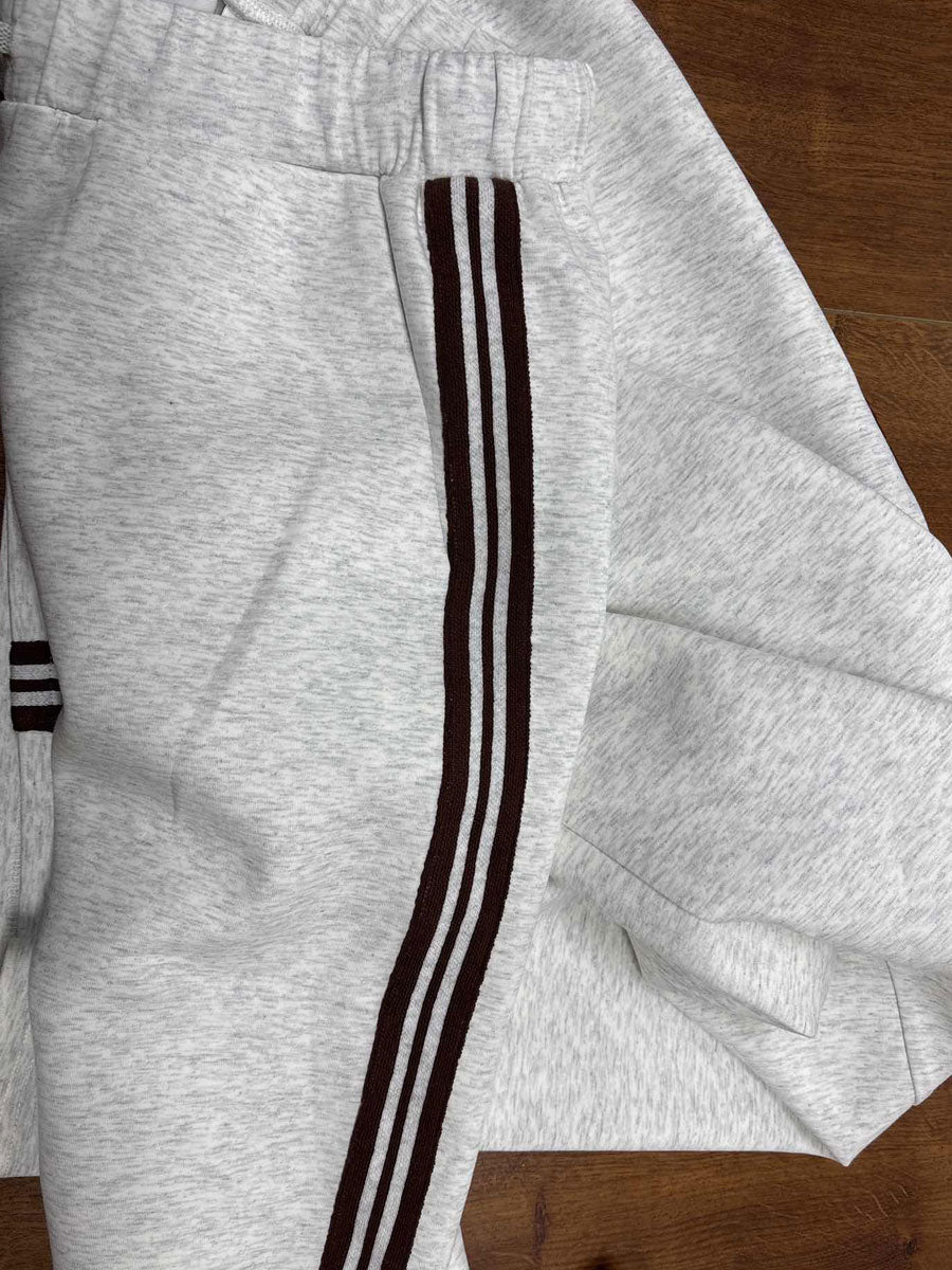 Quarter Zip Contrast Trim Pullover and Wide Leg Pants Two Piece Set