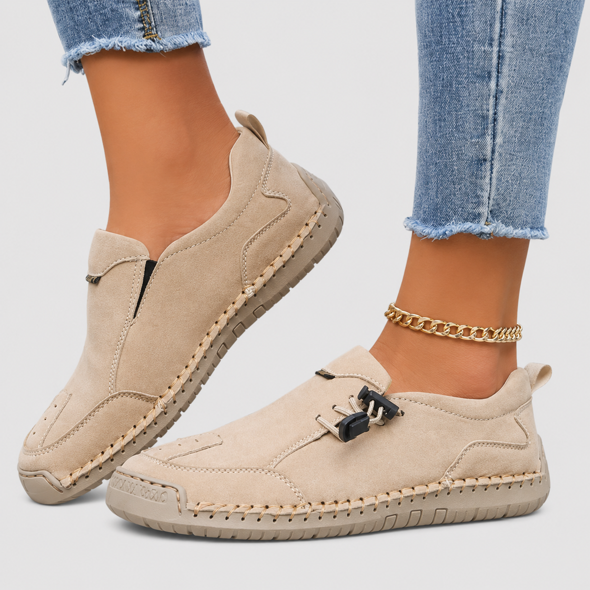 Slip On Stitched Round Toe Flat Loafers