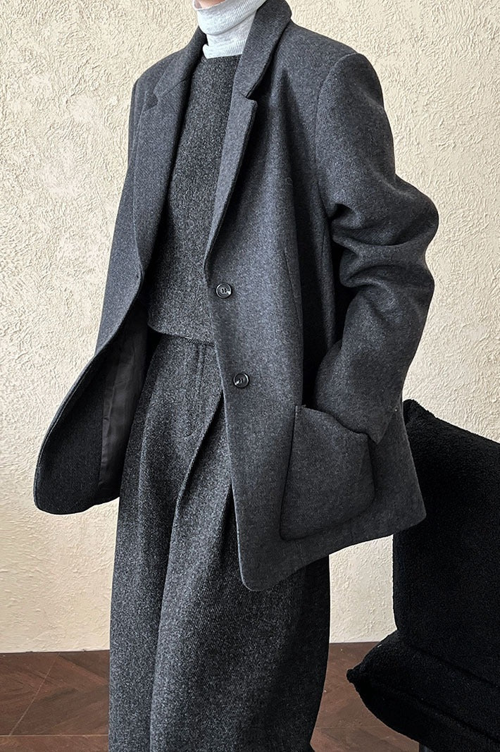 Wool Blend Relaxed Fit Blazer