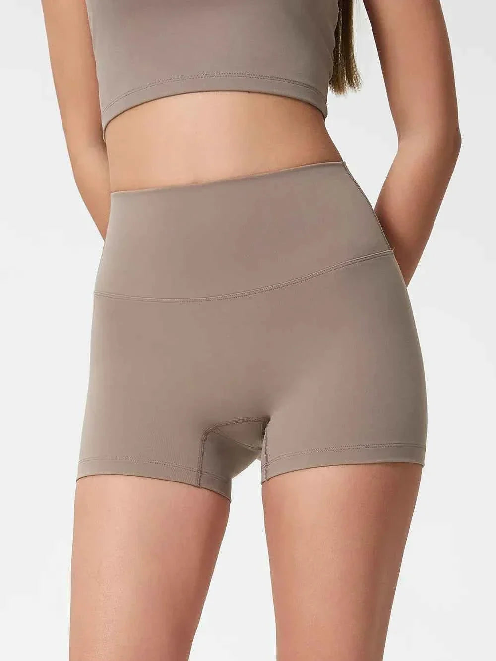 Wide Waistband High Waist Fitted Stretch Active Shorts 8