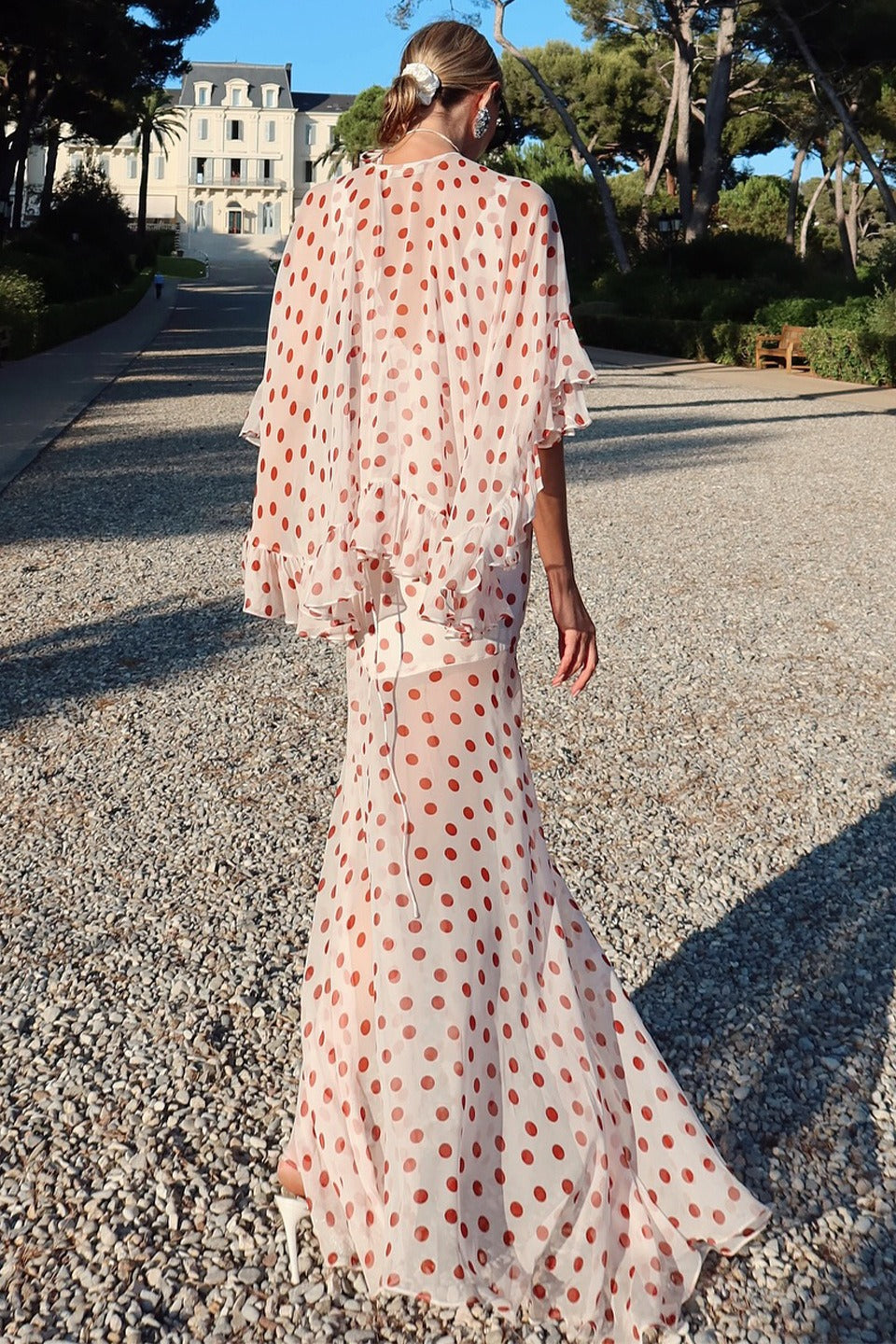 Polka Dot V-Neck Sheer Maxi Dress 4