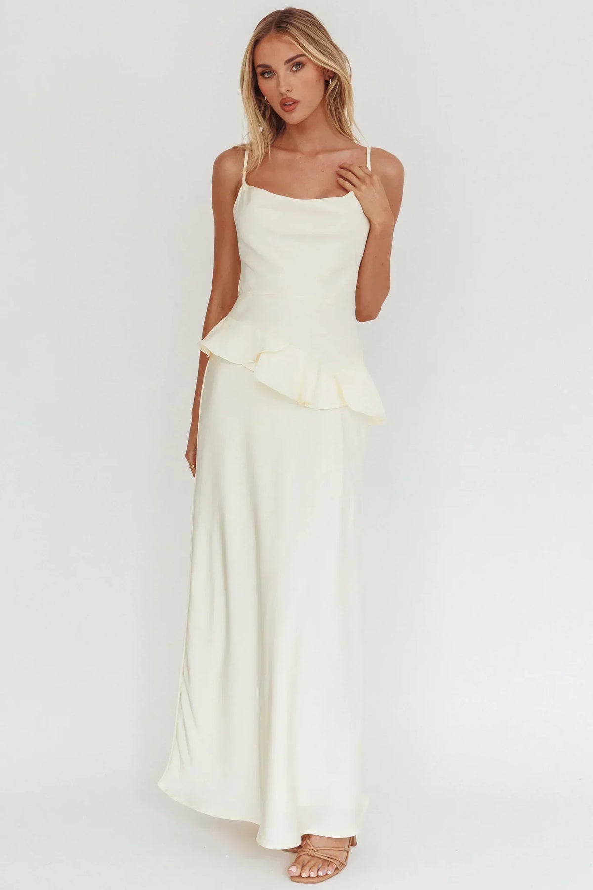 Jerica Ruffle Waist Maxi Dress Butter