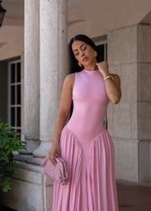 High Neck Sleeveless Fit and Flare Maxi Dress 2