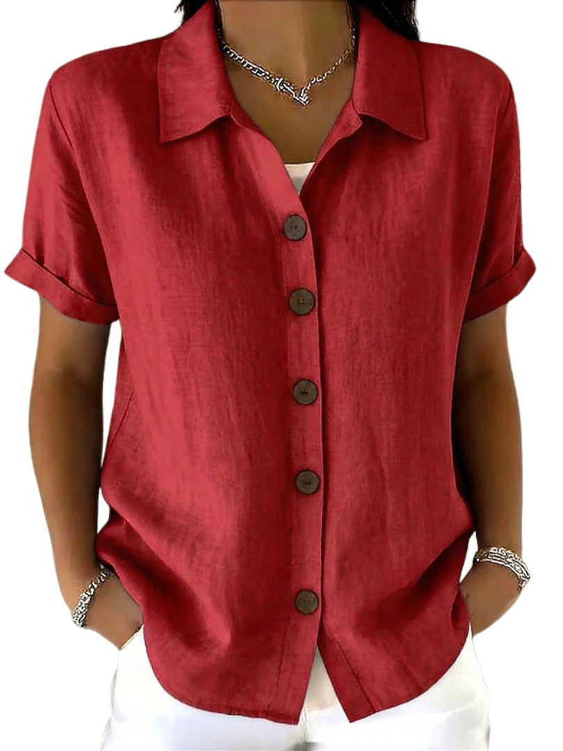 Collared Short Sleeve Button Front Shirt