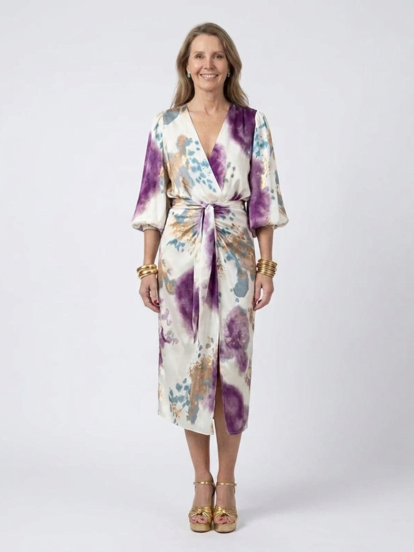 Jorina™ | Printed Wrap Midi Dress