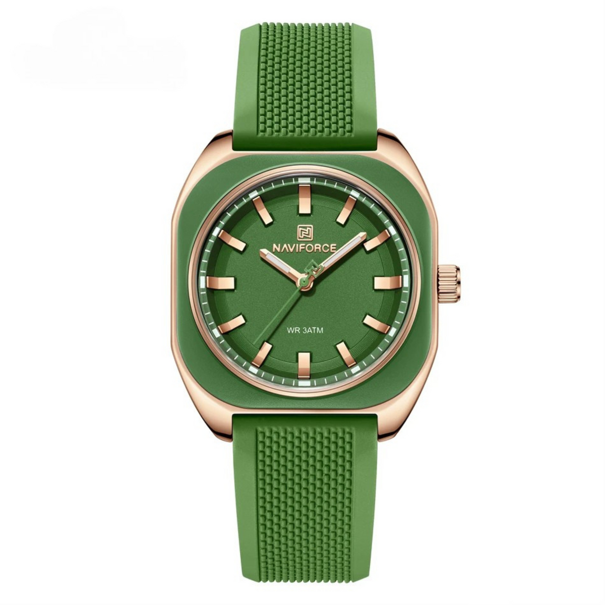 Silicone Strap Tonneau Case Analog Wrist Watch