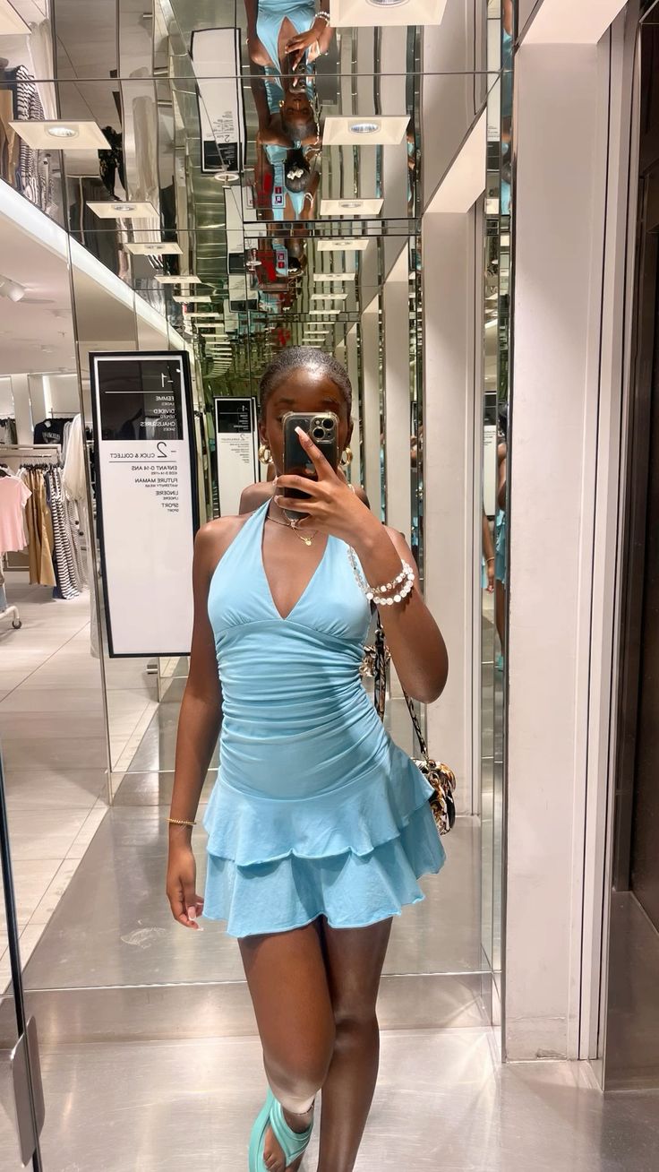 Blue V Neck Homecoming Dress Short Birthday Party Dress