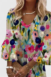 Floral V-Neck Ruffle Sleeve Mini Dress 3